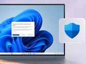 Un desktop di Windows 11 su cui è visualizzato un avviso di sicurezza relativo a Smart App Control accanto all'icona di Sicurezza di Windows.