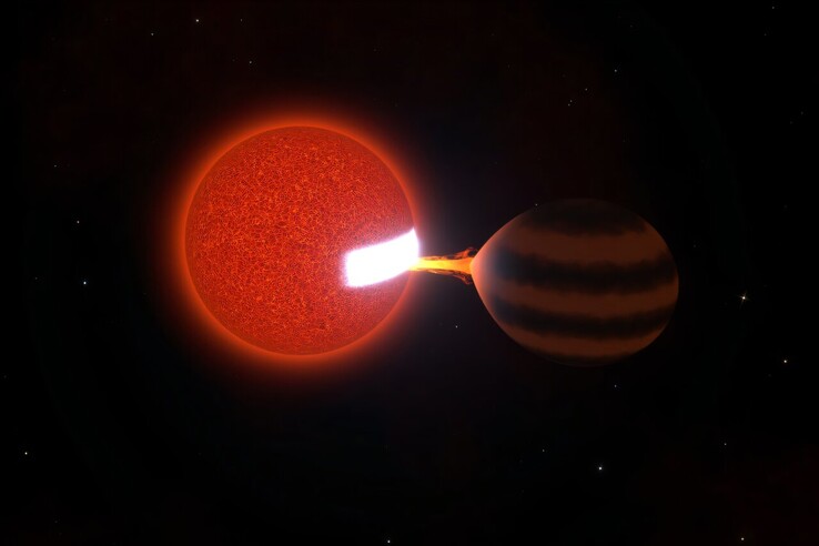 Un'illustrazione artistica che mostra il sistema ZTF J0440+2325.