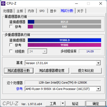 Intel Alder Lake Core i9-12900K 5,2 GHz tutto P-core OC rispetto a Ryzen 9 5950X in CPU-Z. (Fonte immagine: Bilibili)