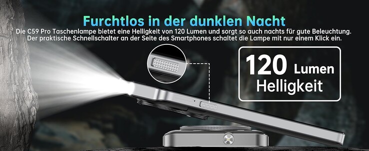 È installata una torcia elettrica. (Fonte immagine: Oukitel)