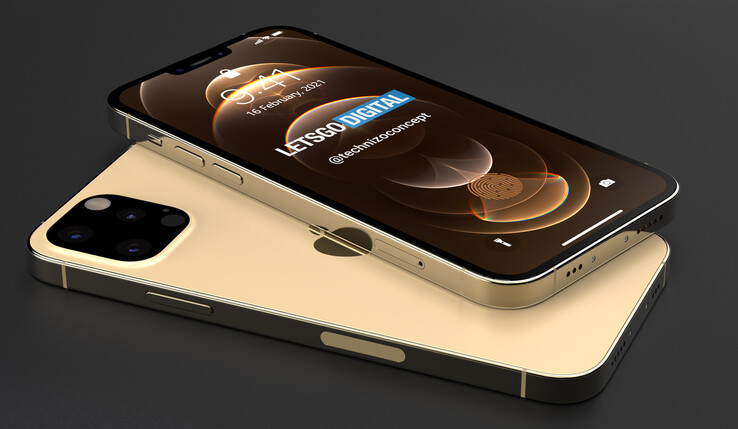 Rendering del concept dell'iPhone 13 senza porta. (Fonte: LetsGoDigital)