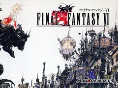 La key art originale di Final Fantasy VI del 1994 di Yoshitaka Amano, con Terra Branford e la città industriale di Vector.