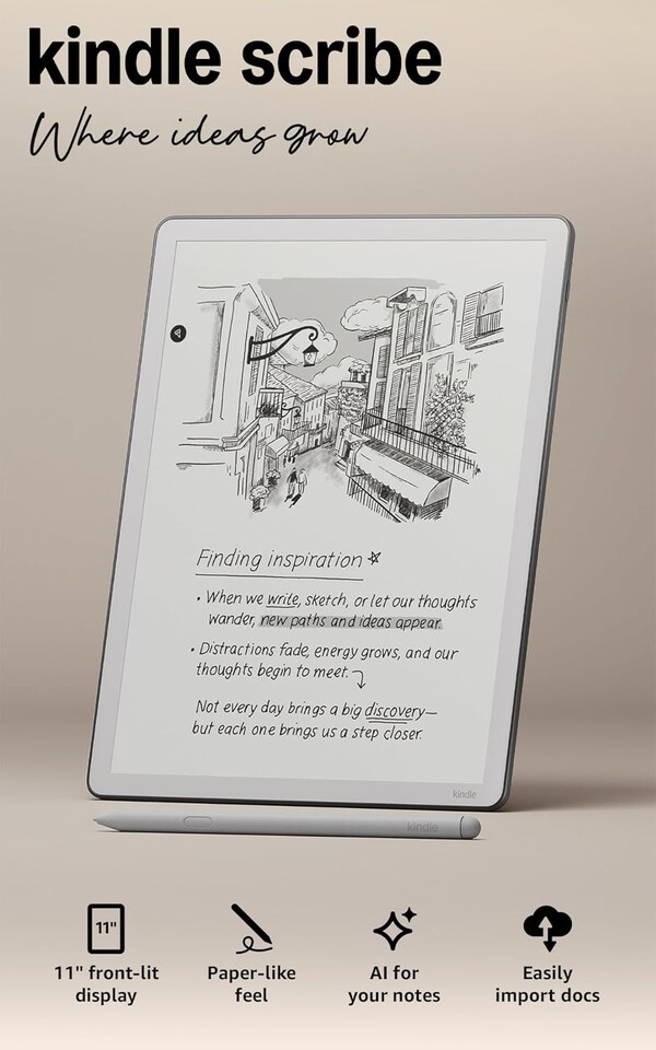Il nuovo Kindle Scribe ha ora cornici di dimensioni uniformi su tutti i lati. (Fonte: Amazon)