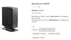 Configurazioni NAD9 della serie Neptune di Minisforum (fonte: Minisforum)