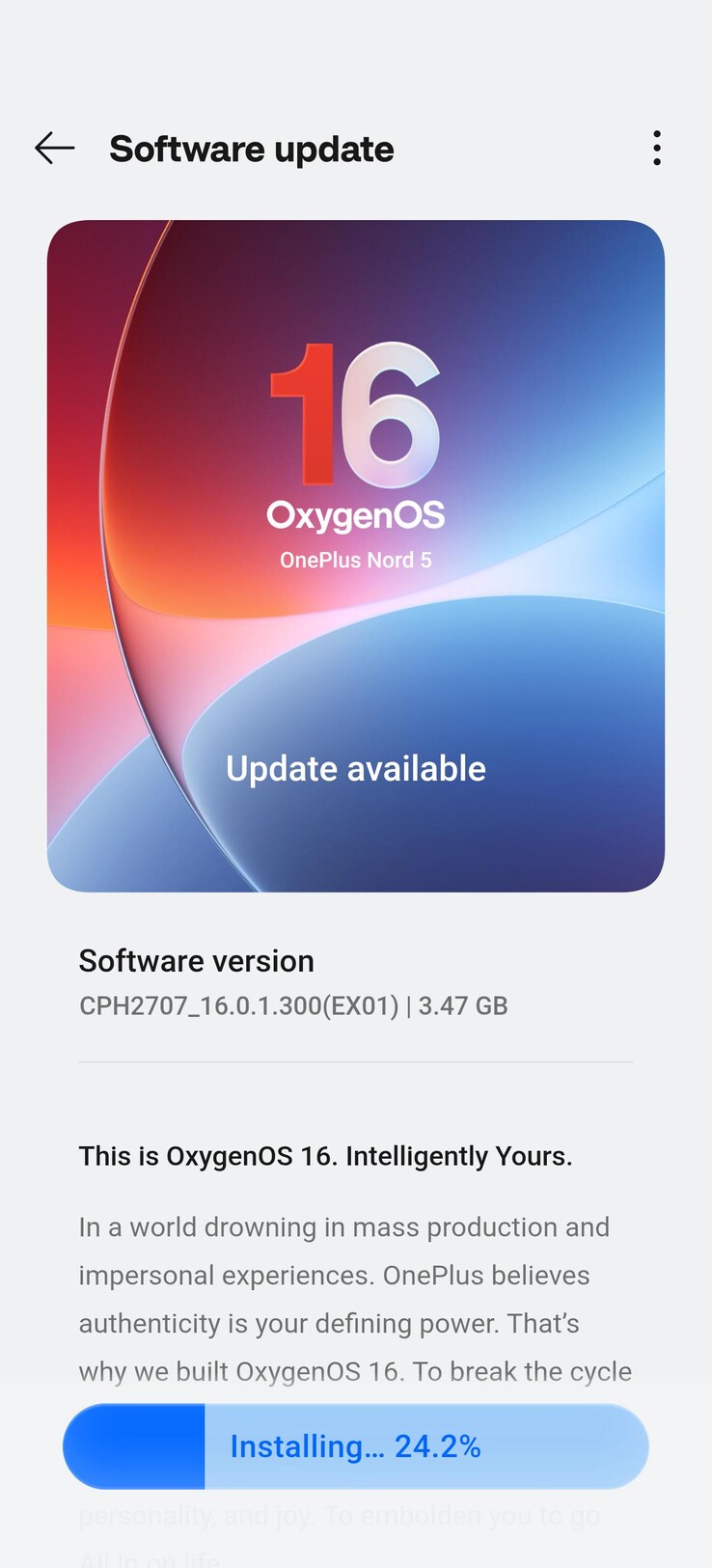 OxygenOS 16 OTA su OnePlus Nord 5. (Fonte immagine: u/Which_Total1708 via Reddit)