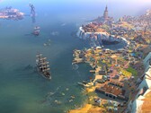 Un'immagine che mostra edifici e navi in Humankind, ora con uno sconto del 90%.