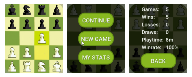Screenshot dell'applicazione Zepp Health Mini Chess per gli smartwatch Amazfit. (Fonte: Silver Developer)