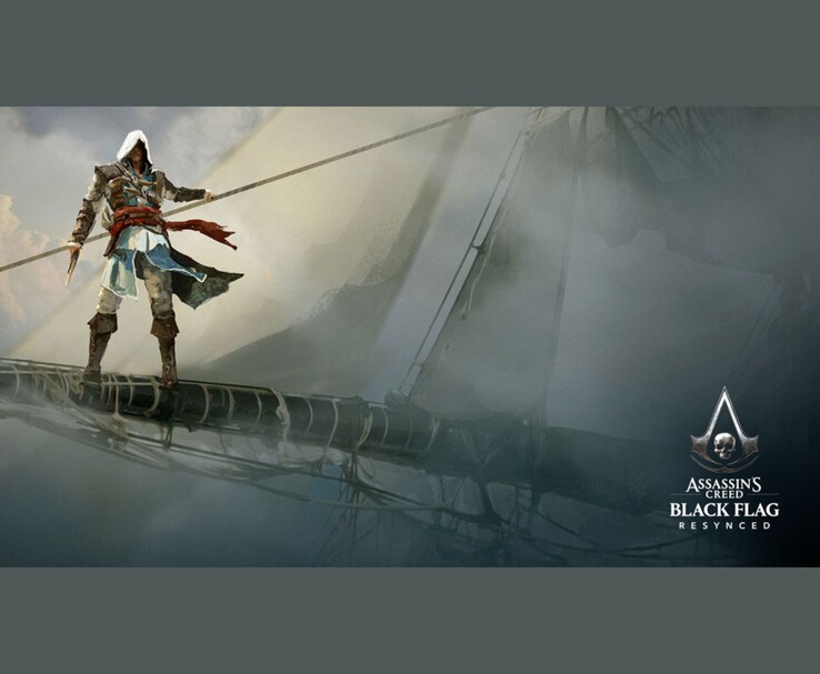 L'immagine ufficiale di Assassin's Creed Black Flag Resynced mostra Edward Kenway in piedi sull'albero di una nave.
