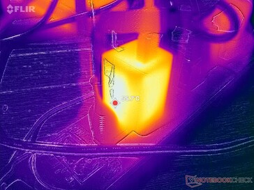 L'adattatore CA raggiunge oltre 56 C quando si utilizzano carichi impegnativi