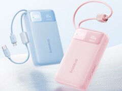 Il power bank Baseus EnerFill FC11 in blu e rosa.