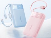 Il power bank Baseus EnerFill FC11 in blu e rosa.