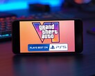 Campagna pubblicitaria di GTA 6 per PS5 visualizzata su uno smartphone