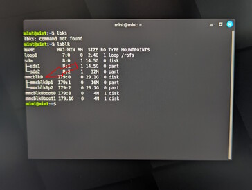 Utilizza lsblk per identificare i dispositivi di archiviazione interni