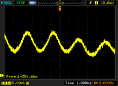 Frequenza PWM di circa 354,6 Hz con livelli di luminosità del 50% e inferiori