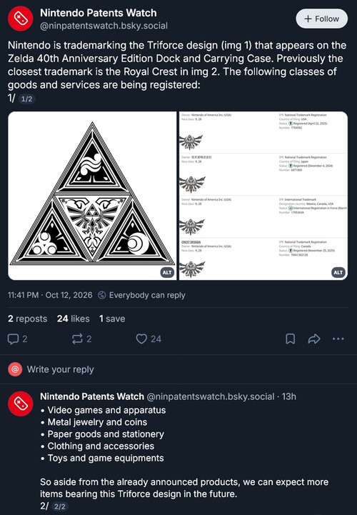 Mostrato il marchio Nintendo Triforce