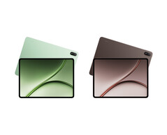 OnePlus Pad 3 Pro nei colori marrone scuro e verde chiaro.