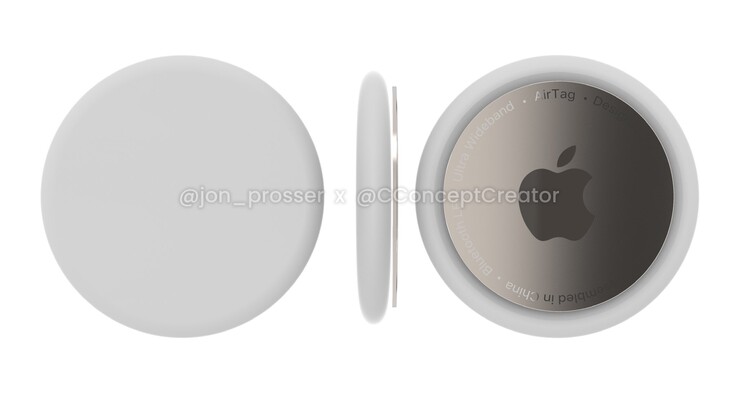 Renders degli Apple AirTags. (Fonte Immagine: Jon Prosser & @CConceptcreator)