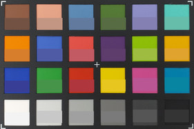 ColorChecker Passport: La metà inferiore di ogni area di colore visualizza il colore di riferimento.