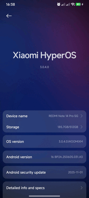 Redmi Note 14 Pro 5G con HyperOS 3 (Fonte immagine: r/HyperOS via Reddit)