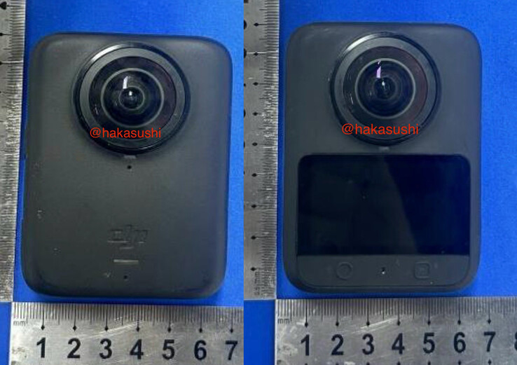 Il DJI Osmo 360 prende in prestito il design della telecamera d'azione Max di GoPro. (Fonte: FCC via Hakasushi)
