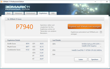 3DMark 11 (Balanced, alimentato a batteria)