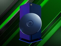 Disco fisico del gioco mostrato insieme a un modello della console Project Helix