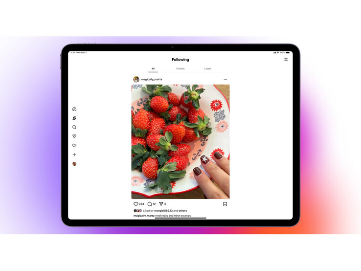 Uno screenshot della nuova scheda Following, esclusiva dell'app Instagram per iPad. (Fonte: Instagram)