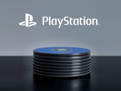 Il logo PlayStation visibile sopra i dischi della PS5 sul desktop