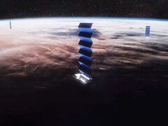 Impressione d&#039;artista dei satelliti Starlink. (Fonte: SpaceX)