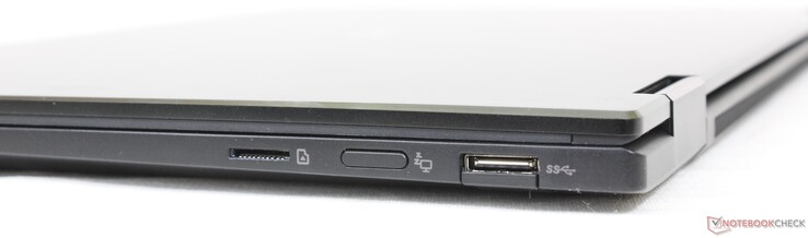 A destra: Lettore MicroSD, pulsante di spegnimento del display, USB-A 3.2 Gen. 2