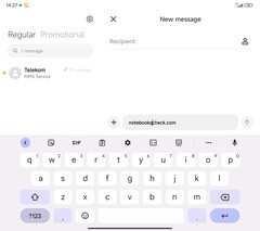 Layout della tastiera (GBoard) - visualizzazione principale - modalità orizzontale