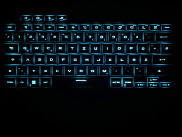Illuminazione della tastiera (qui in blu, ad esempio)