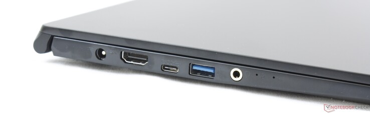 Lato Sinistra: alimentazione, HDMI 1.4, USB Type-C  USB 3.2 Gen. 1 + DP), USB Type-A USB 3.2 Gen. 1, 3.5 mm combo audio