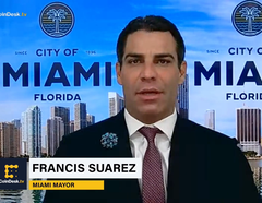 Il sindaco di Miami Francis Suarez ha dato la notizia della resa dei bitcoin in diretta su CoinDesk TV. (Fonte: CoinDesk)