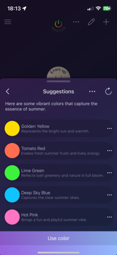 La funzione iConnectHue 5.6 Colori per Descrizione. (Fonte immagine: iConnectHue)