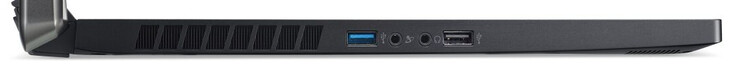 A sinistra: USB 3.2 Gen 1 (Type-A), input microfono, output cuffie, USB 2.0 (Type-A)