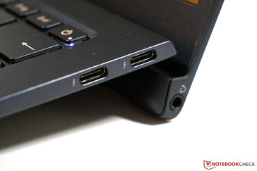 Lato destro: 2x USB Type-C 3.1 Gen.2 (Thunderbolt 3), jack stereo 3.5 mm