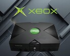 La prima console Xbox viene mostrata con il logo