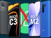 Sia il POCO C3 che il POCO M2 sono stati spostati nella colonna "non otterrà Android 12". (Fonte immagine: POCO/Google - modificato)