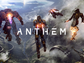 Uno screengrab del logo di Anthem dal suo reveal originale del gameplay (fonte immagine EA)