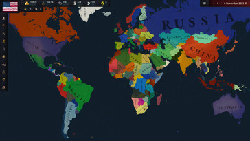 Un'immagine che mostra la mappa del mondo in Age of History 3.