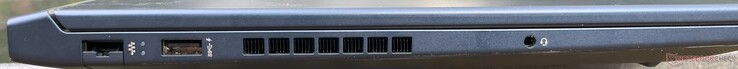 A sinistra: USB-A, porta Ethernet RJ45 e jack audio da 3,5 mm