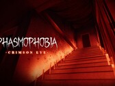 Un banner che presenta l'aggiornamento Crimson Eye di Phasmophobia