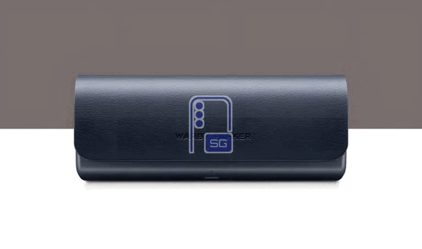 La custodia di ricarica Warby Parker per i Galaxy Glasses.