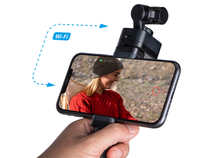 Feiyu Pocket 3 le permette di utilizzare il suo telefono come monitor wireless (ha anche un piccolo schermo).