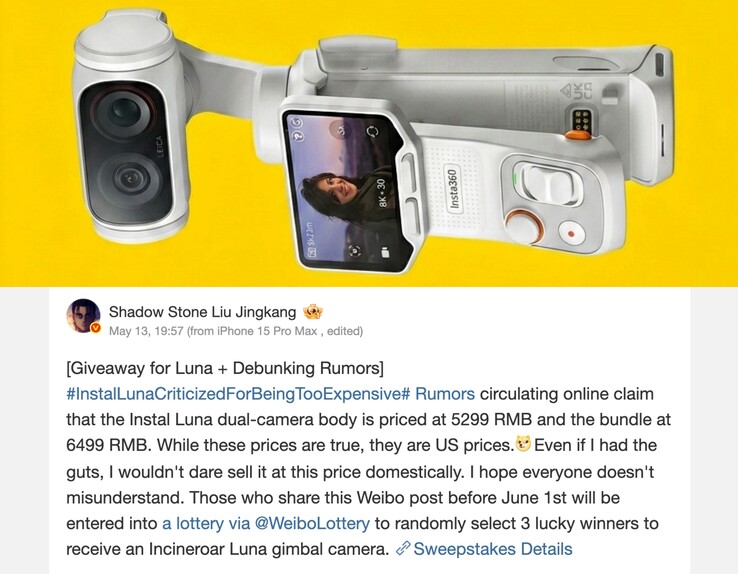 Il CEO di Insta360 non ha fornito ulteriori dettagli o giustificazioni per questo prezzo internazionale così elevato.