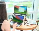 LiftVue può essere posizionato sopra lo schermo di un computer portatile grazie a un ingegnoso supporto.