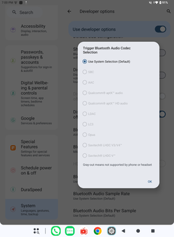 I codec Bluetooth supportati.