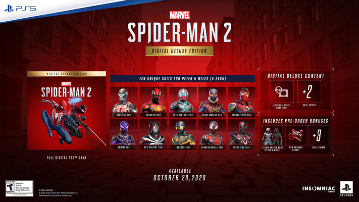 Contenuti digitali deluxe di Marvel's Spider-Man 2 (immagine da Sony)