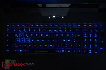 La tastiera impostata con il blu